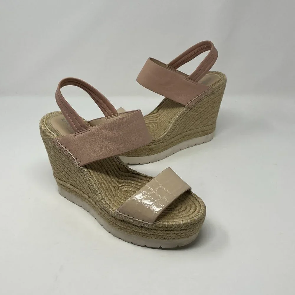 Kenneth Cole wedge espadrilles nude pink sandals 8.5